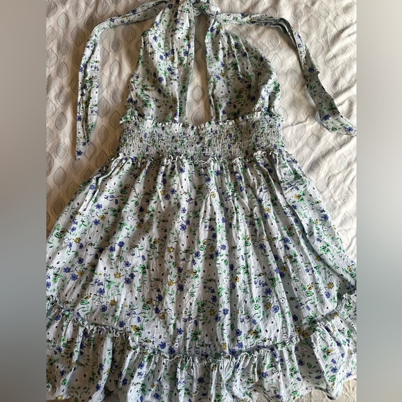 Aerie Blue Spring Fling Floral Halter Mini Dress - Picture 2 of 5